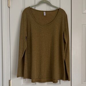 LuLaRoe Scoop Neck Long Sleeve Knit Top – Olive Heather (XL)